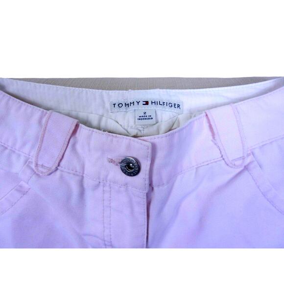 Tommy Hilfiger Women's Pink Chino Shorts Size 2 Flat Front Cotton - Picture 2 of 5